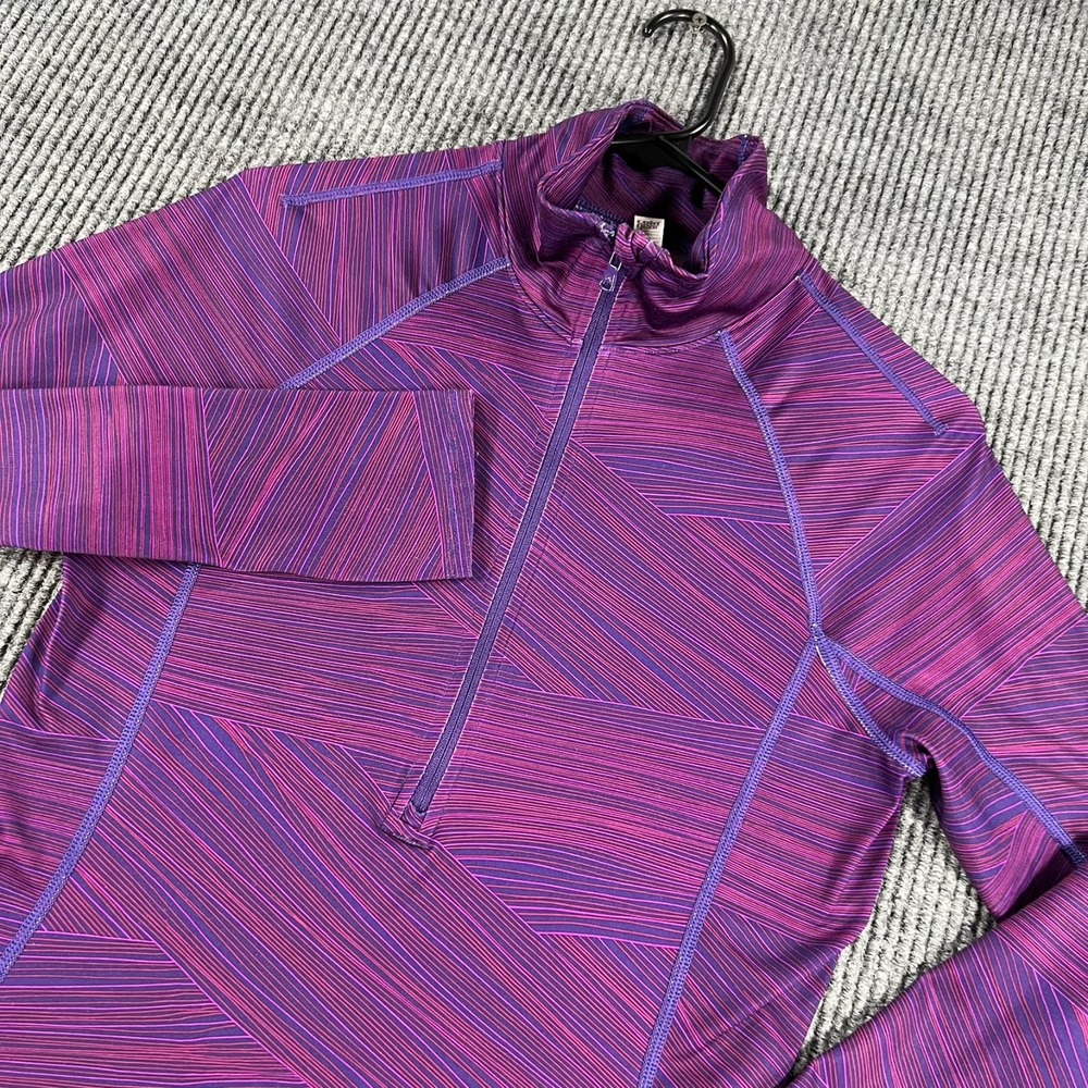 Under Armour ColdGear Pullover Womens Medium Purple Striped Long Sleeve 1/4 Zip
